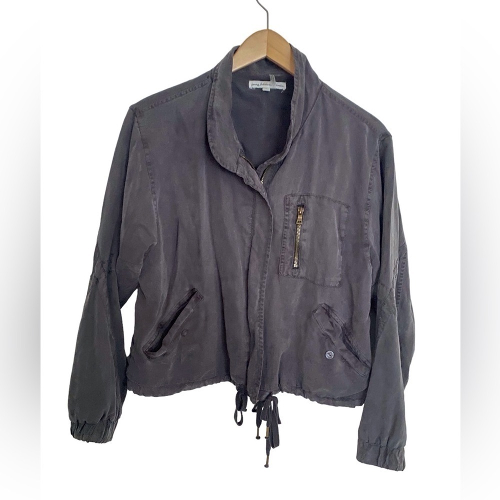 Young Fabulous & Broke Dark Gray Military Bomber Jacket Women’s Size Small